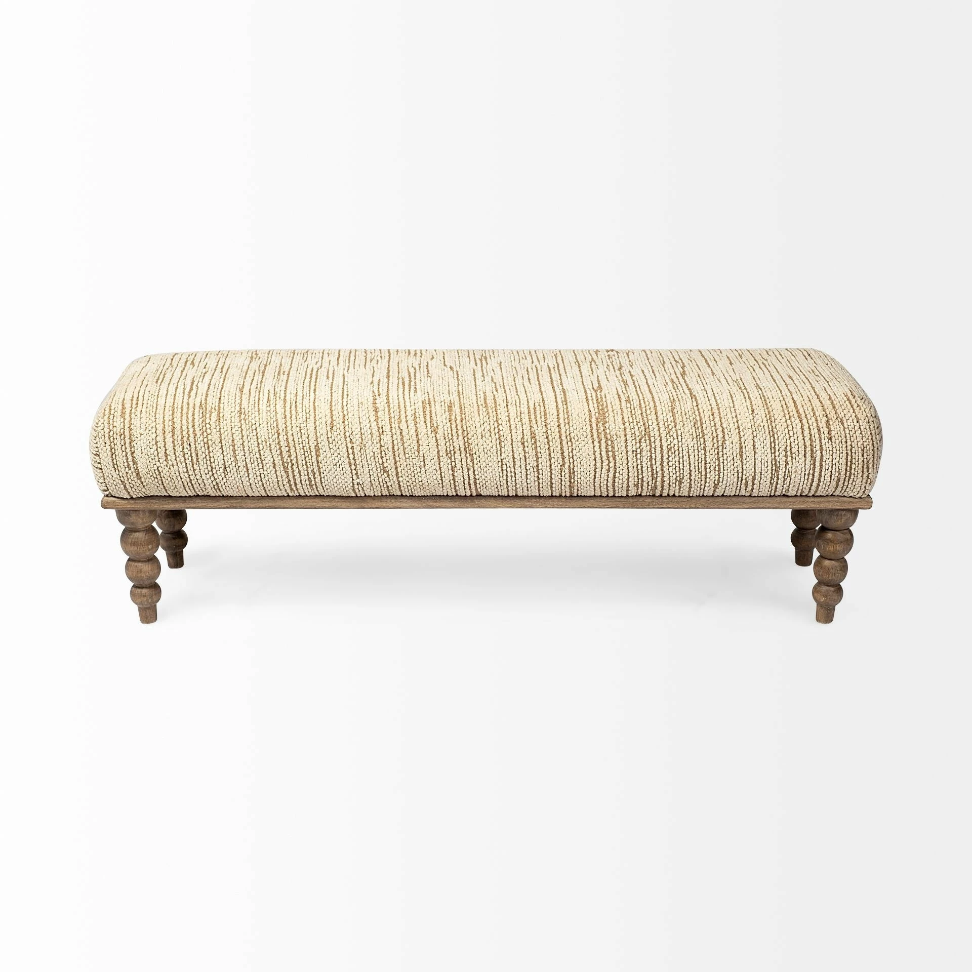 Best deal π Mercana Alder II Cream Upholstered Seat W/ Wood Base Accent Bench - 55"W X 16"D X 18"H π― - Image 2