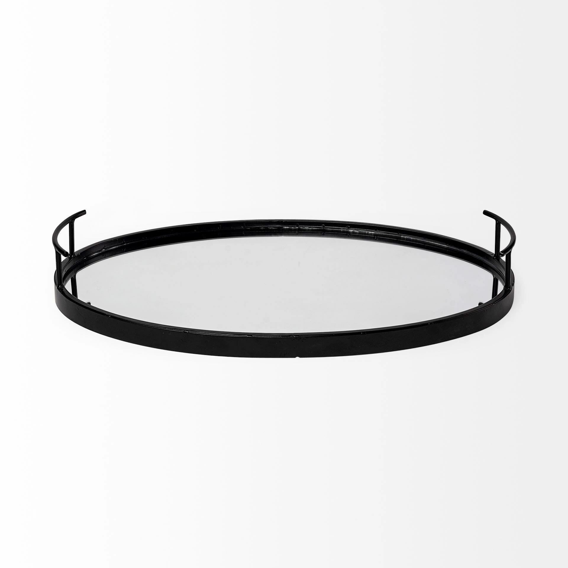 Best Pirce ๐ Mercana Ansel 20L X 14W Black Metal Mirrored Bottom Oval Serving Tray - 20.1L X 14.0W X 2.9H ๐ - Image 2