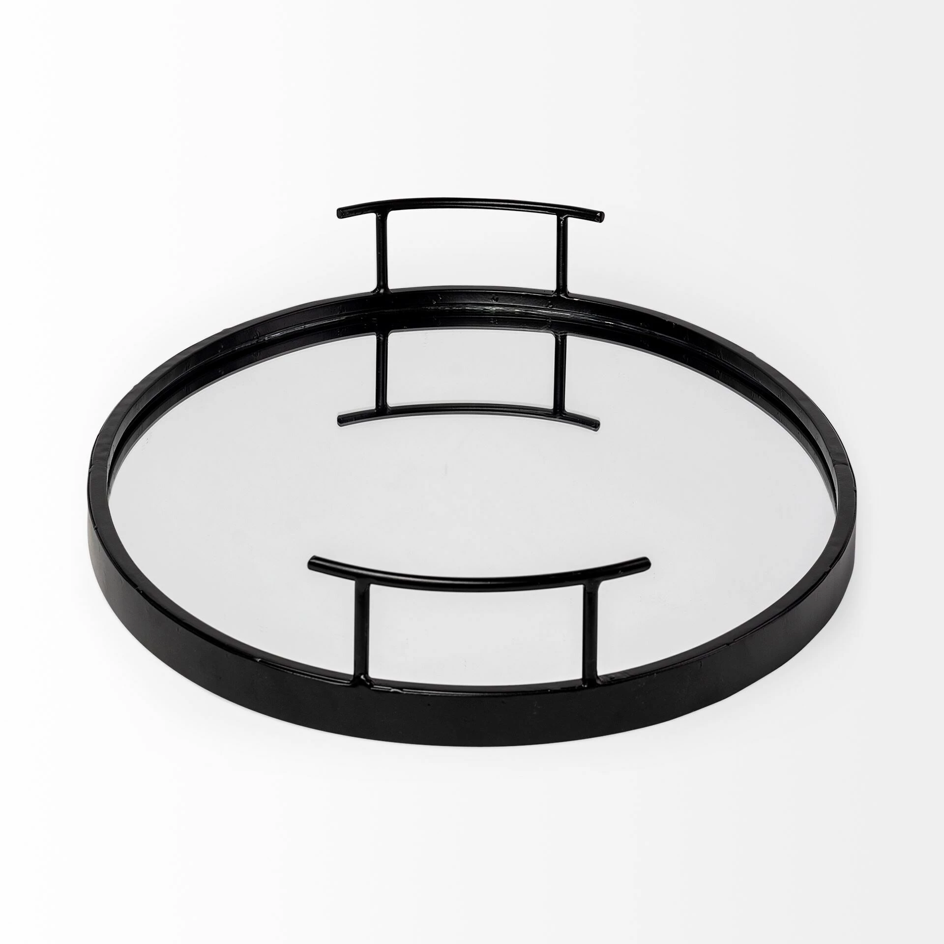 Best Pirce ๐ Mercana Ansel 20L X 14W Black Metal Mirrored Bottom Oval Serving Tray - 20.1L X 14.0W X 2.9H ๐ - Image 3
