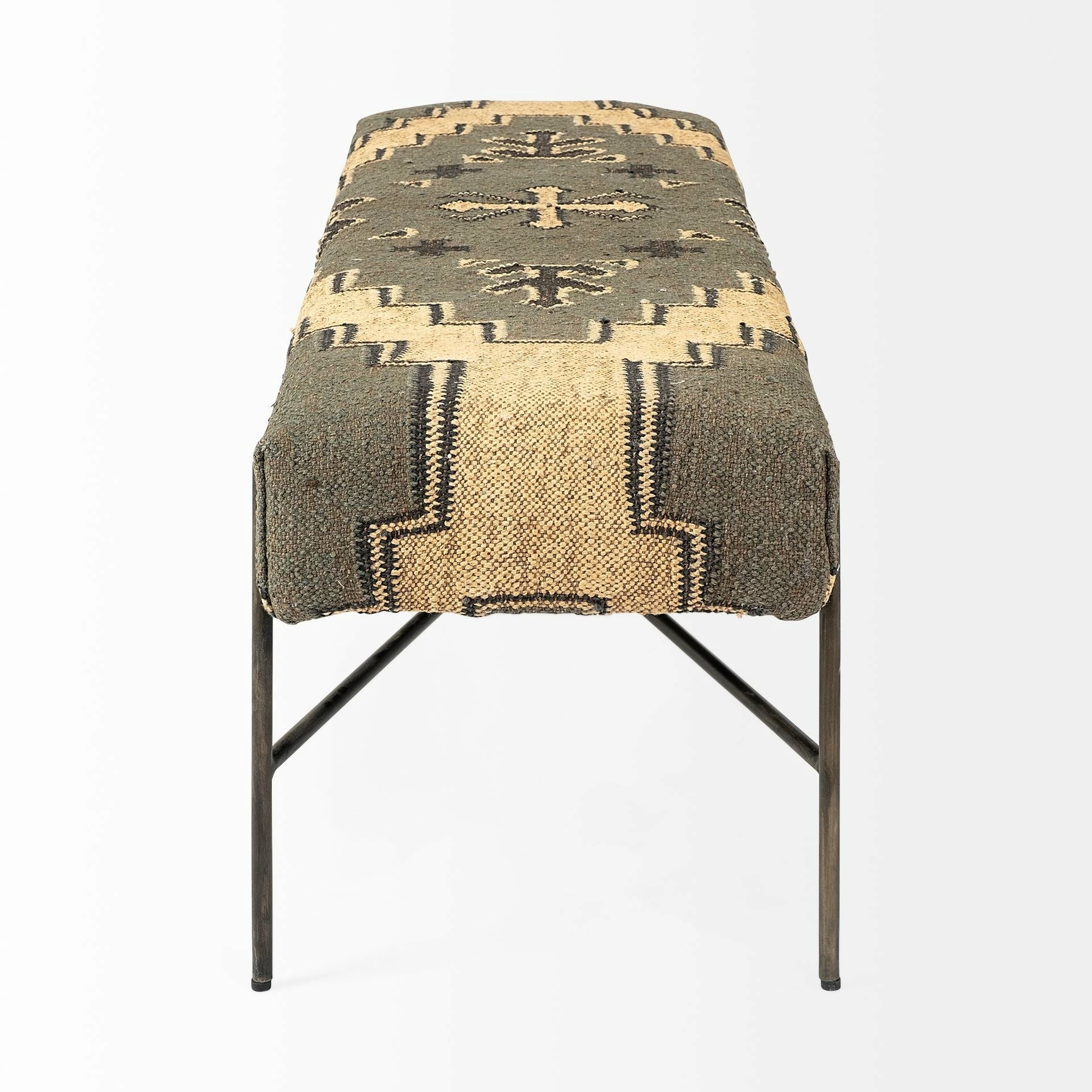 Best Pirce π Mercana Avery I Olive & Beige Upholstered Patterned Seat Accent Bench - 55"W X 17"D X 18"H Cream 𧨠- Image 3