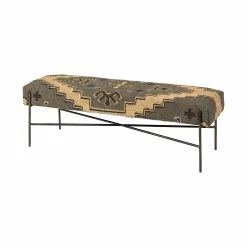Best Pirce 🔔 Mercana Avery I Olive & Beige Upholstered Patterned Seat Accent Bench - 55"W X 17"D X 18"H Cream 🧨