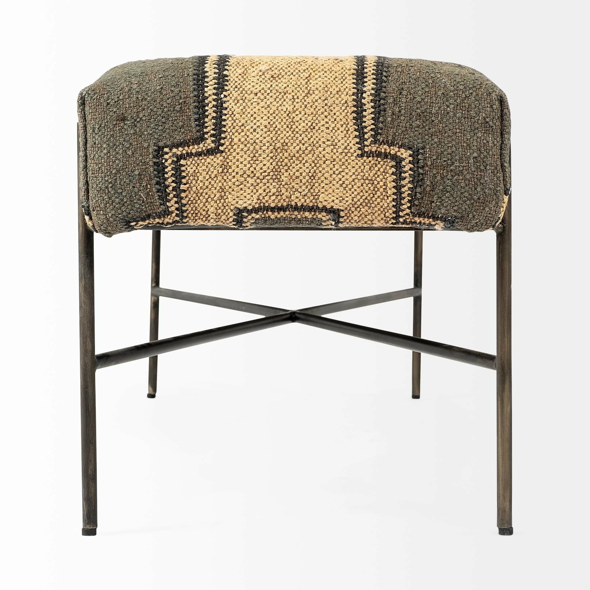 Best Pirce π Mercana Avery I Olive & Beige Upholstered Patterned Seat Accent Bench - 55"W X 17"D X 18"H Cream 𧨠- Image 4