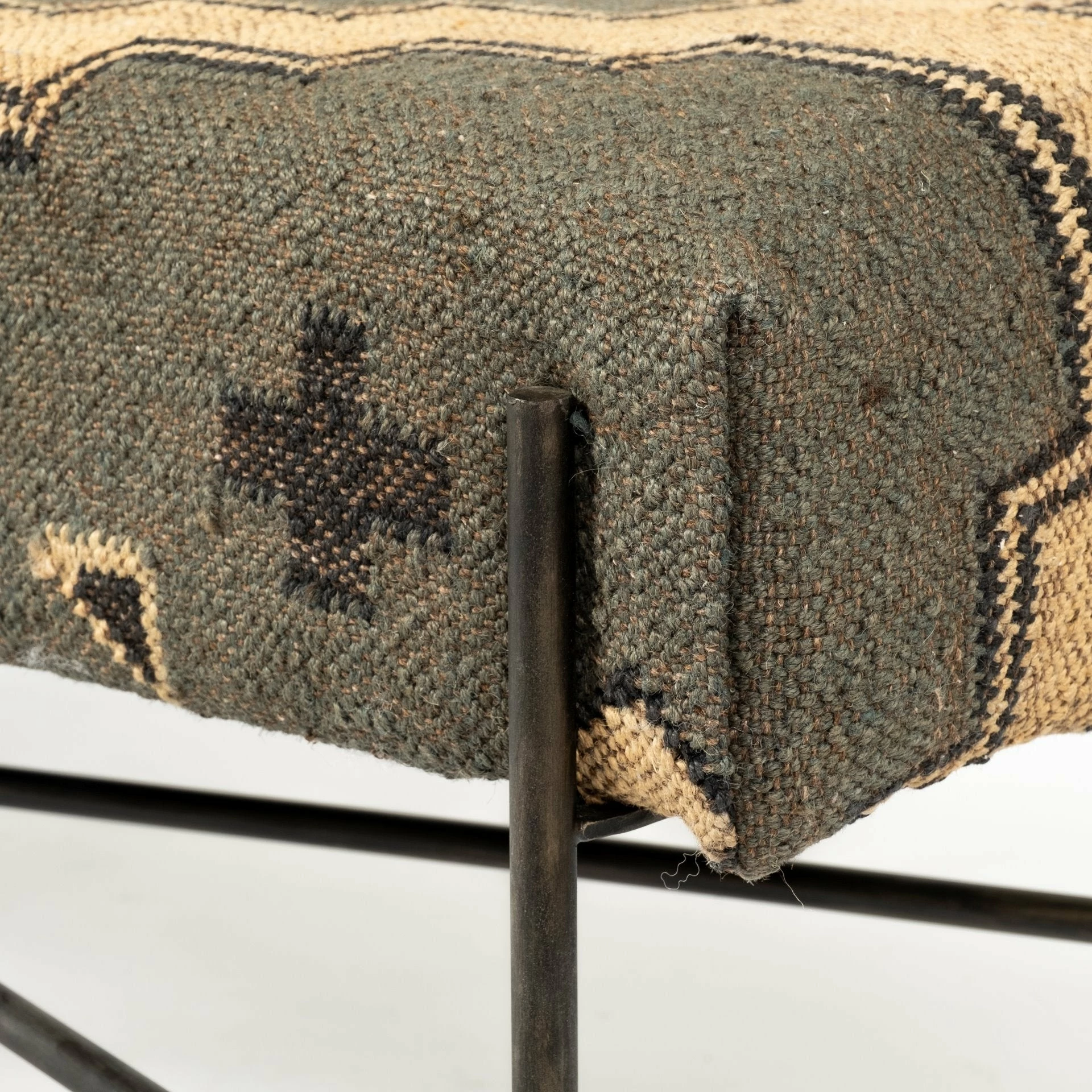 Best Pirce π Mercana Avery I Olive & Beige Upholstered Patterned Seat Accent Bench - 55"W X 17"D X 18"H Cream 𧨠- Image 5