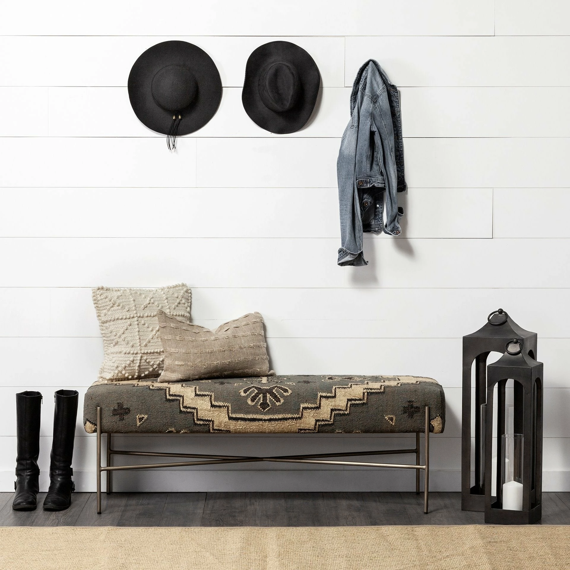 Best Pirce π Mercana Avery I Olive & Beige Upholstered Patterned Seat Accent Bench - 55"W X 17"D X 18"H Cream 𧨠- Image 7