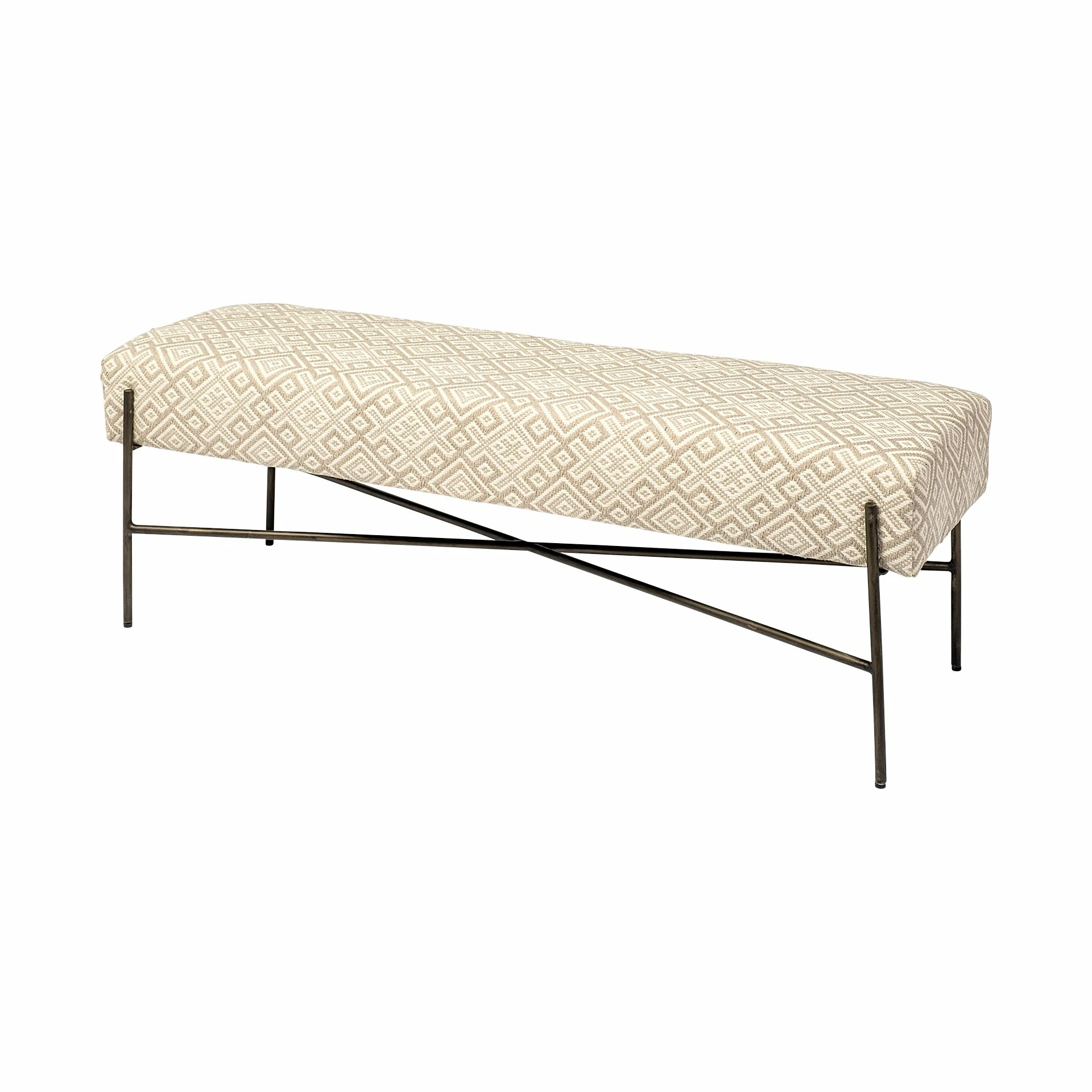 Best Pirce π Mercana Avery I Olive & Beige Upholstered Patterned Seat Accent Bench - 55"W X 17"D X 18"H Cream 𧨠- Image 10