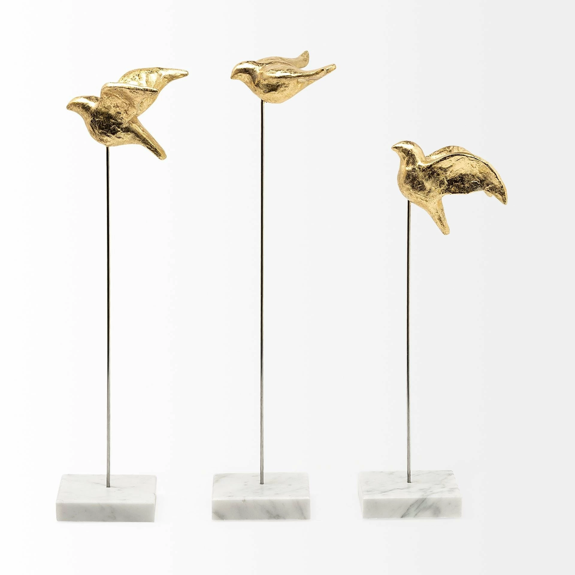 New ✔️ Mercana Aya Set Of 3 11L X 4W Gold Metal Decorative Birds - 11.4L X 3.5W X 16.1H 😍 - Image 2