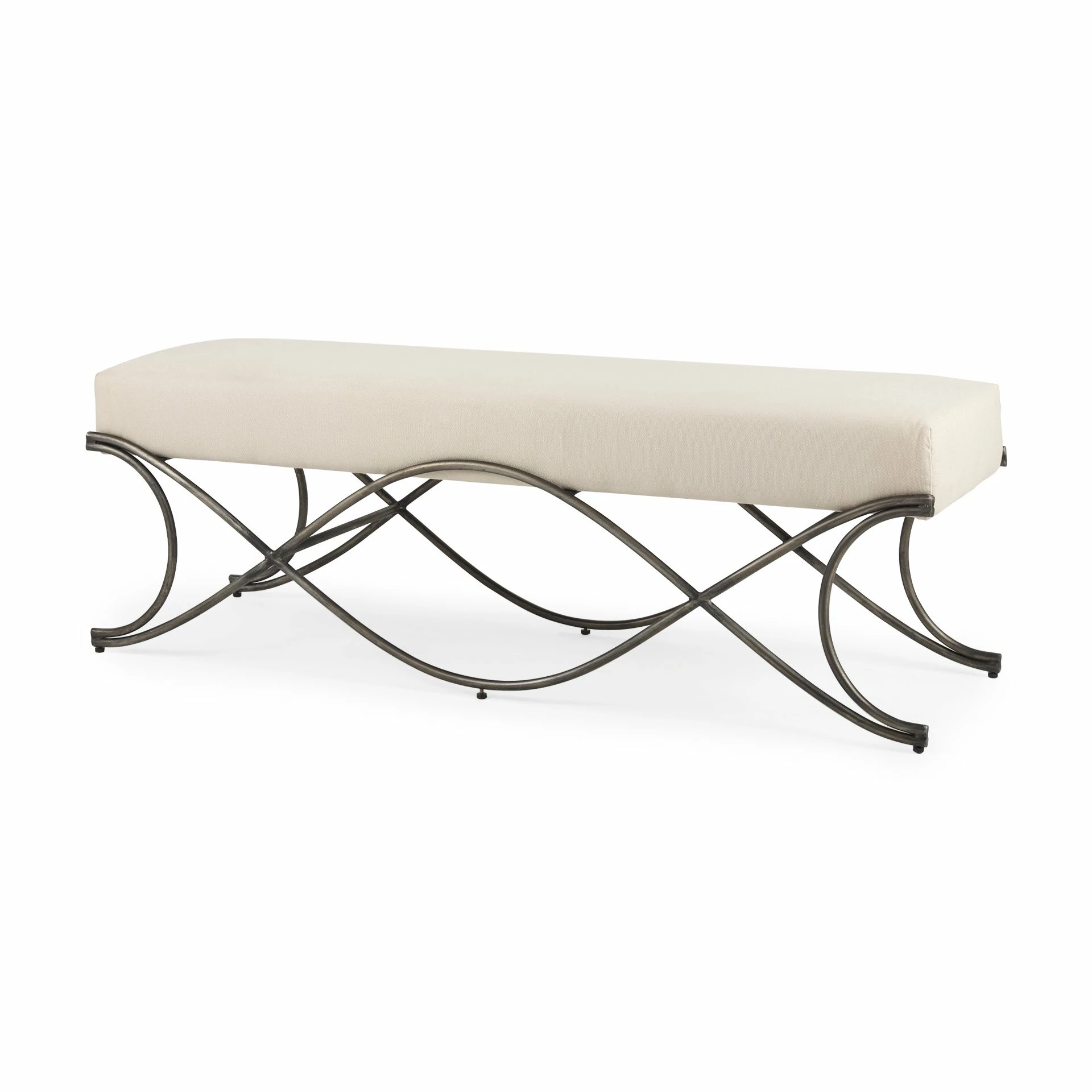 Best Sale π Mercana Ayla Gray Fabric Seat W/ Dark Nickel Metal Frame Bench Dark Gray π - Image 13