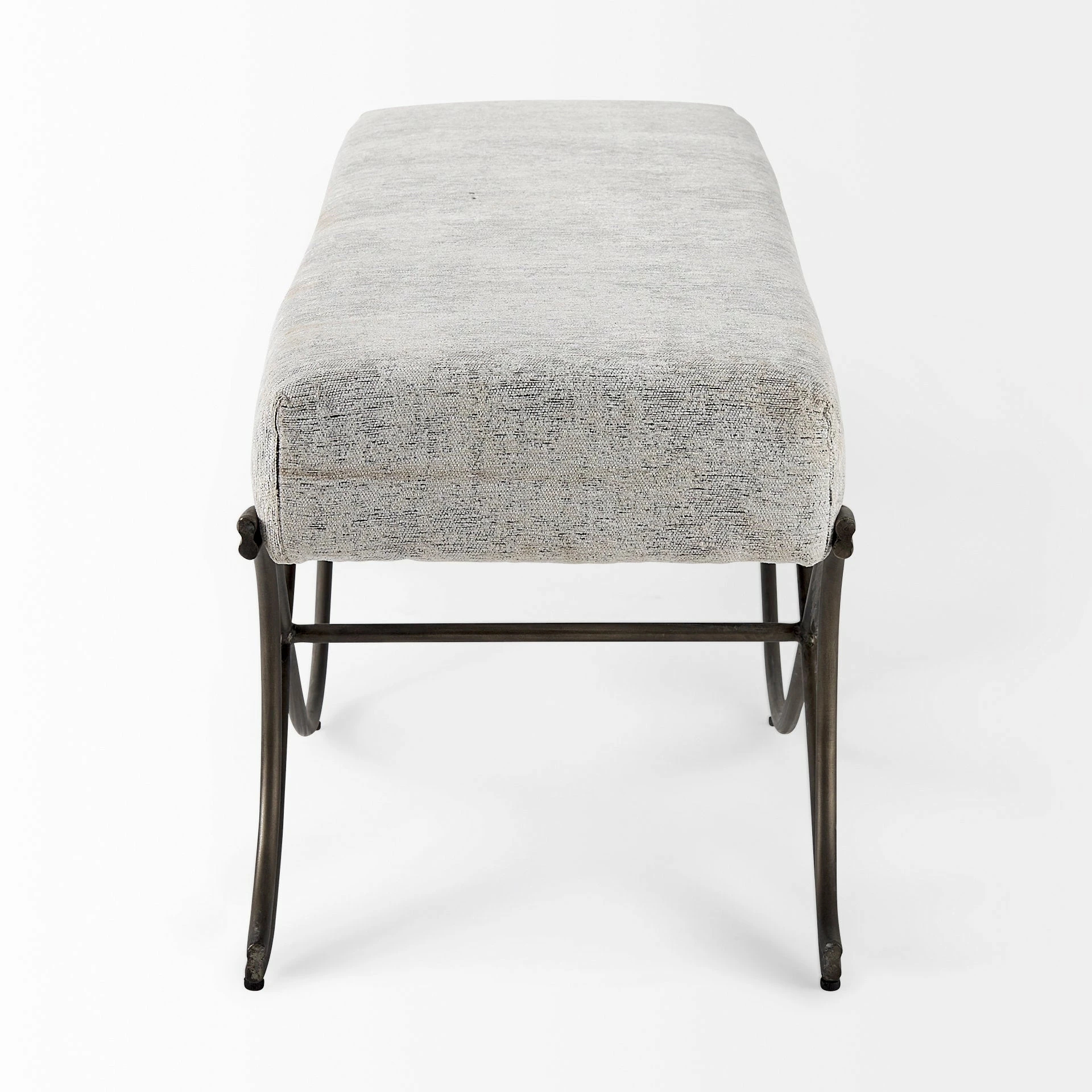 Best Sale π Mercana Ayla Gray Fabric Seat W/ Dark Nickel Metal Frame Bench Dark Gray π - Image 3