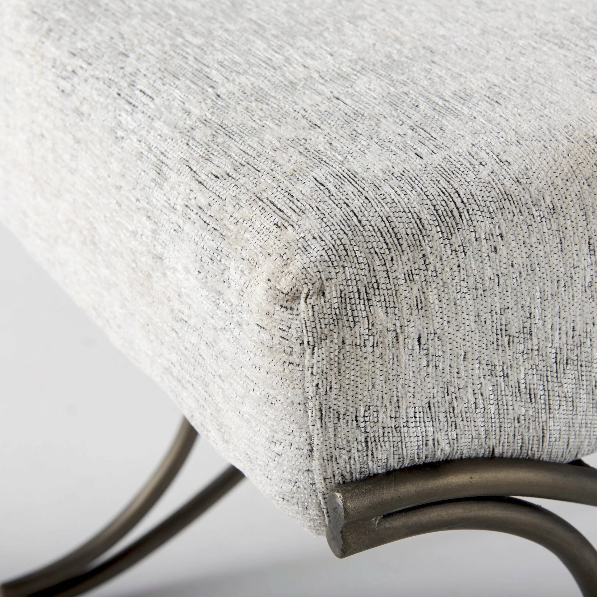 Best Sale π Mercana Ayla Gray Fabric Seat W/ Dark Nickel Metal Frame Bench Dark Gray π - Image 5