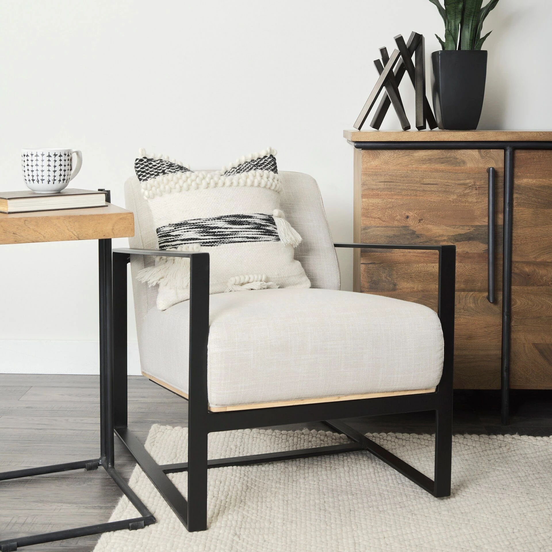 Outlet π Mercana Beardell Cream & Black W/ Tassels Decorative Pillow Cover π - Image 12