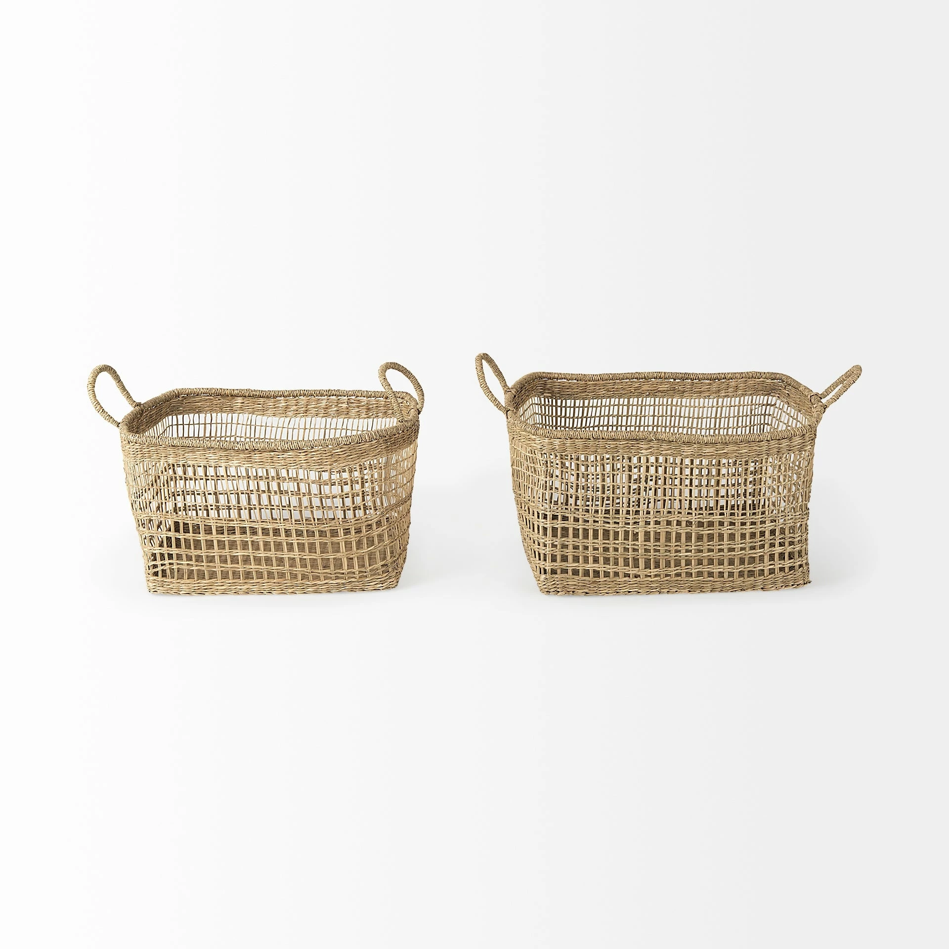 Brand new π₯ Mercana Bellisa 18.5L X 14.6W X 11.0H (Set Of 2) Medium Brown Seagrass Rectangular Basket W/ Handles π - Image 2