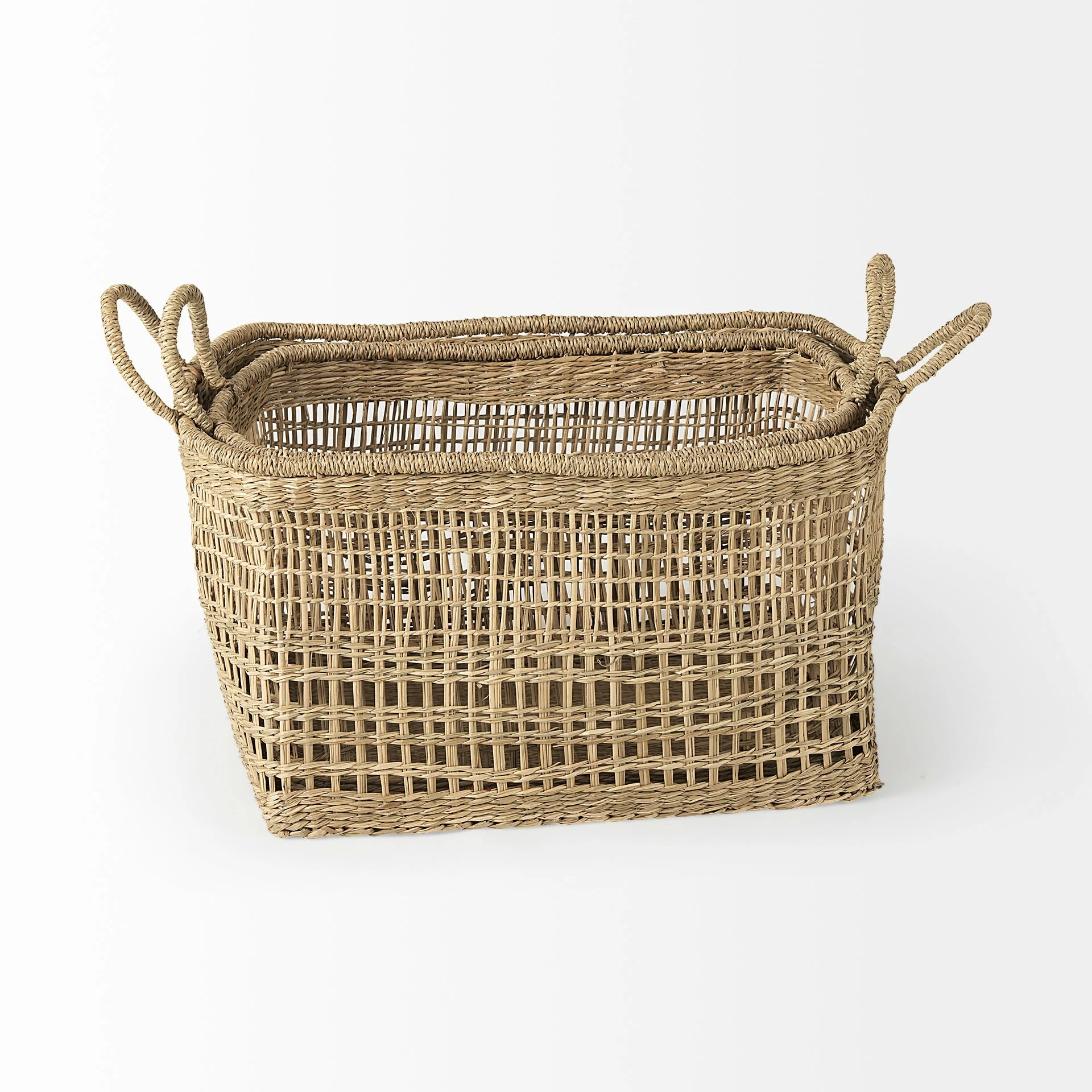 Brand new π₯ Mercana Bellisa 18.5L X 14.6W X 11.0H (Set Of 2) Medium Brown Seagrass Rectangular Basket W/ Handles π - Image 4