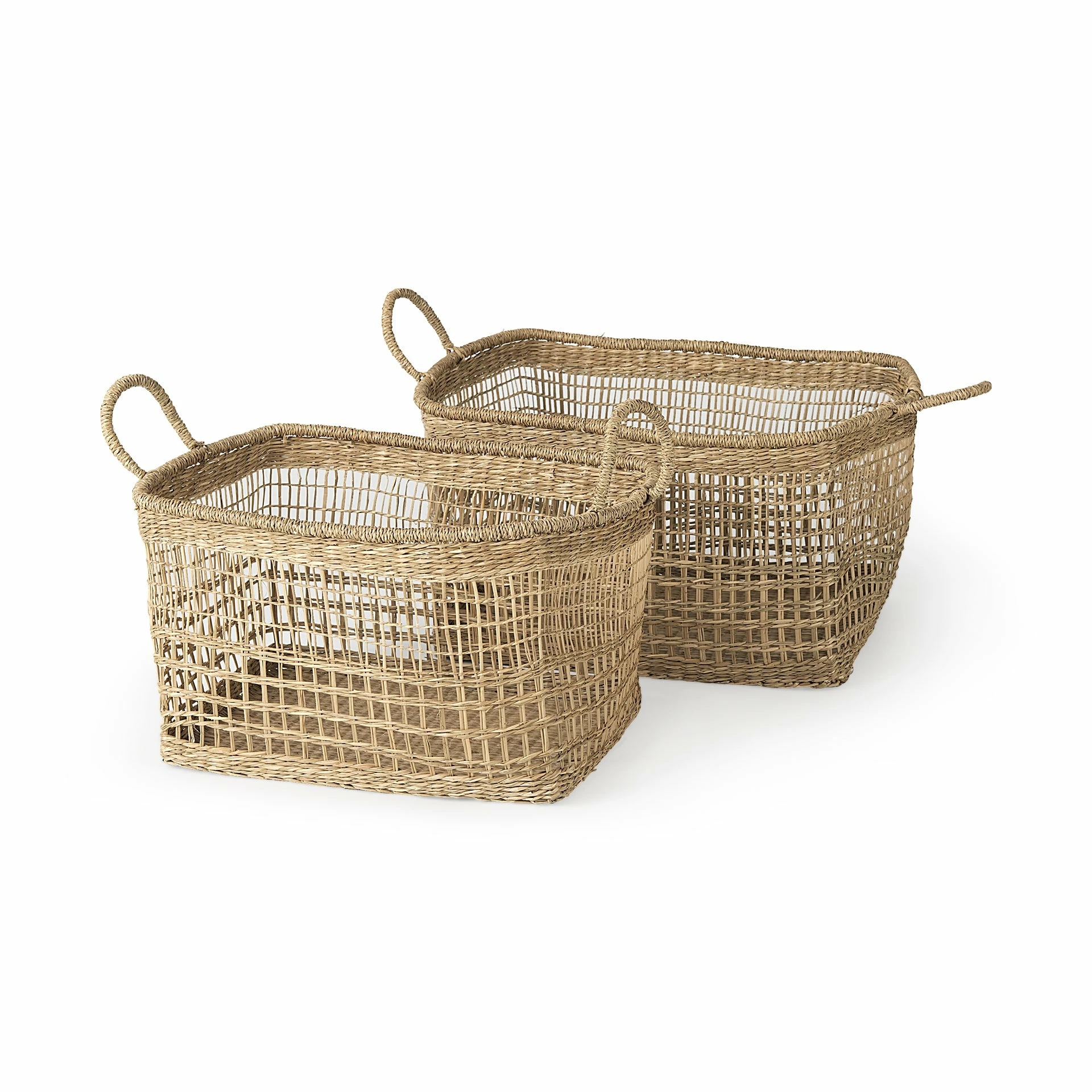 Brand new π₯ Mercana Bellisa 18.5L X 14.6W X 11.0H (Set Of 2) Medium Brown Seagrass Rectangular Basket W/ Handles π
