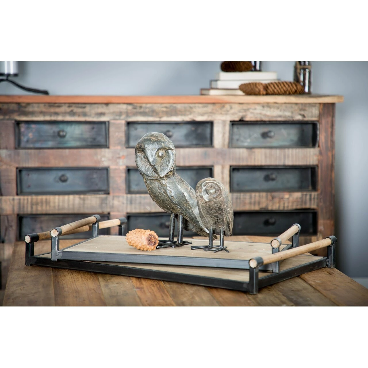 Cheapest ๐ Mercana Benson Brown Wood W/Black Metal Trays (Set Of 2) - 26"W X 16"D X 3"H โ๏ธ - Image 7