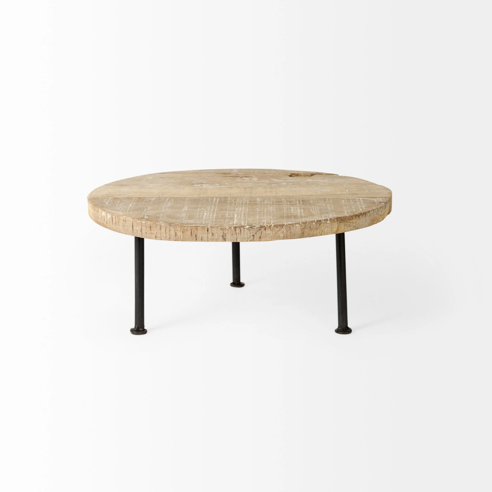 Discount π Mercana Cedric 15L X 15W X 6H Small Light Brown Wood W/ Three Black Metal Legs Decorative Display Stand β - Image 2