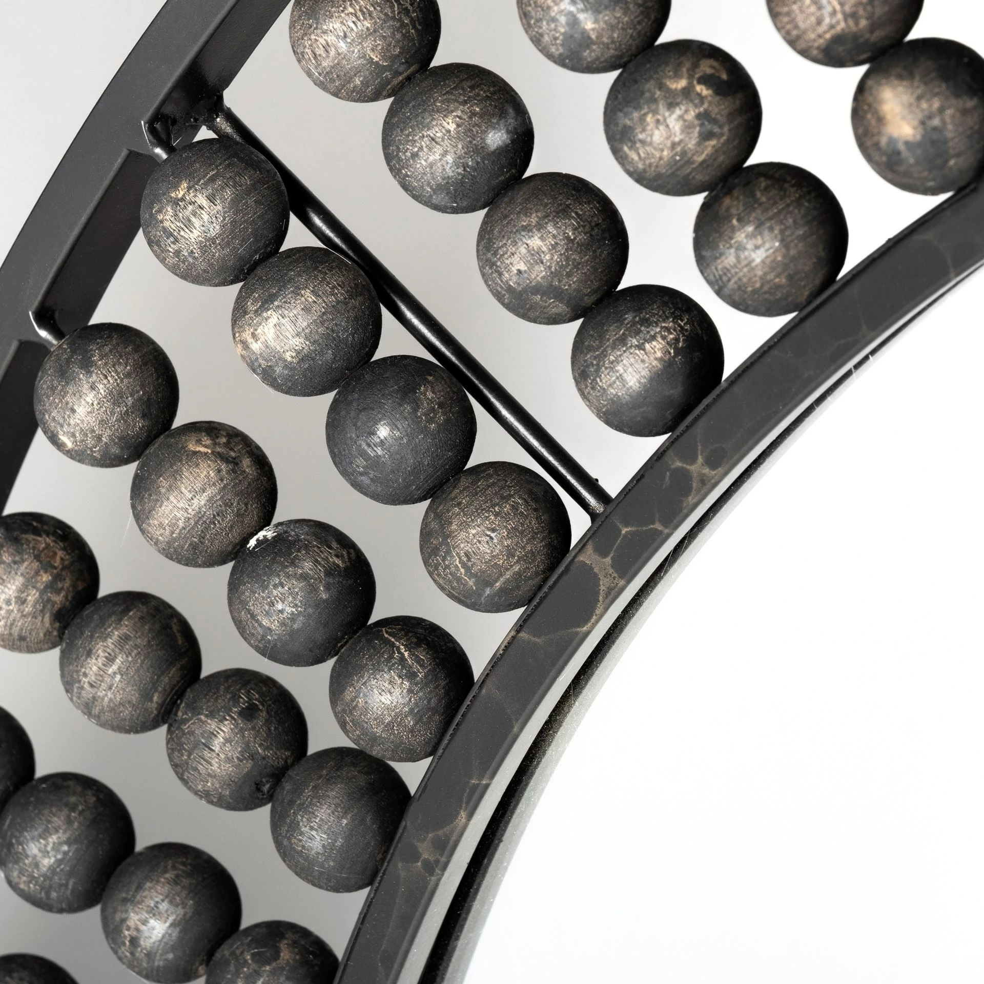 Cheapest ⭐ Mercana Claiborne 42" Round Black Metal Frame Mirror W/Wood Beads ✨ - Image 3