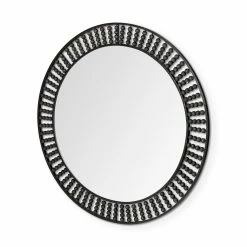 Cheapest ⭐ Mercana Claiborne 42" Round Black Metal Frame Mirror W/Wood Beads ✨