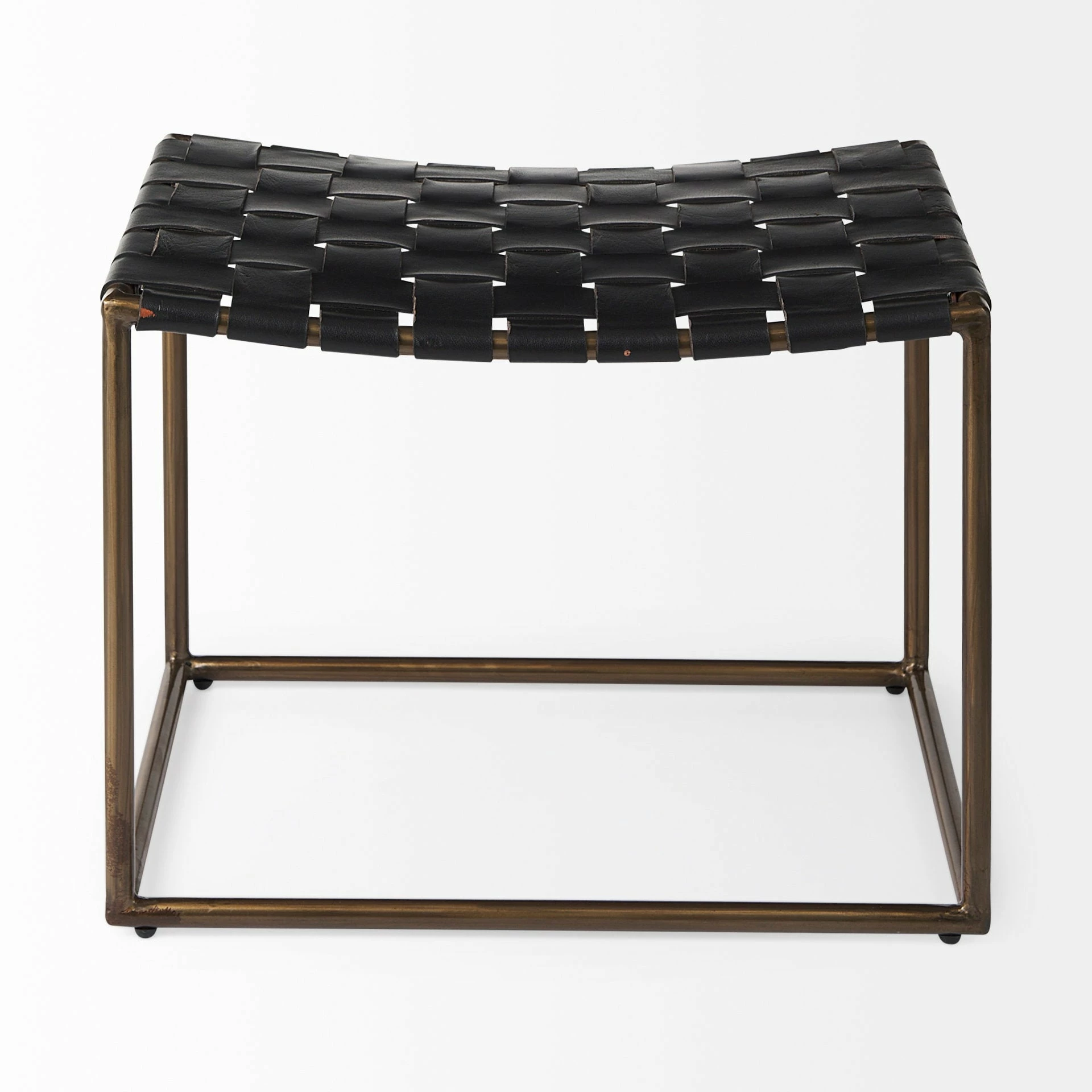 Best deal π Mercana Clarissa Black Woven Leather Seat W/ Black Iron Frame Stool Brown π - Image 2