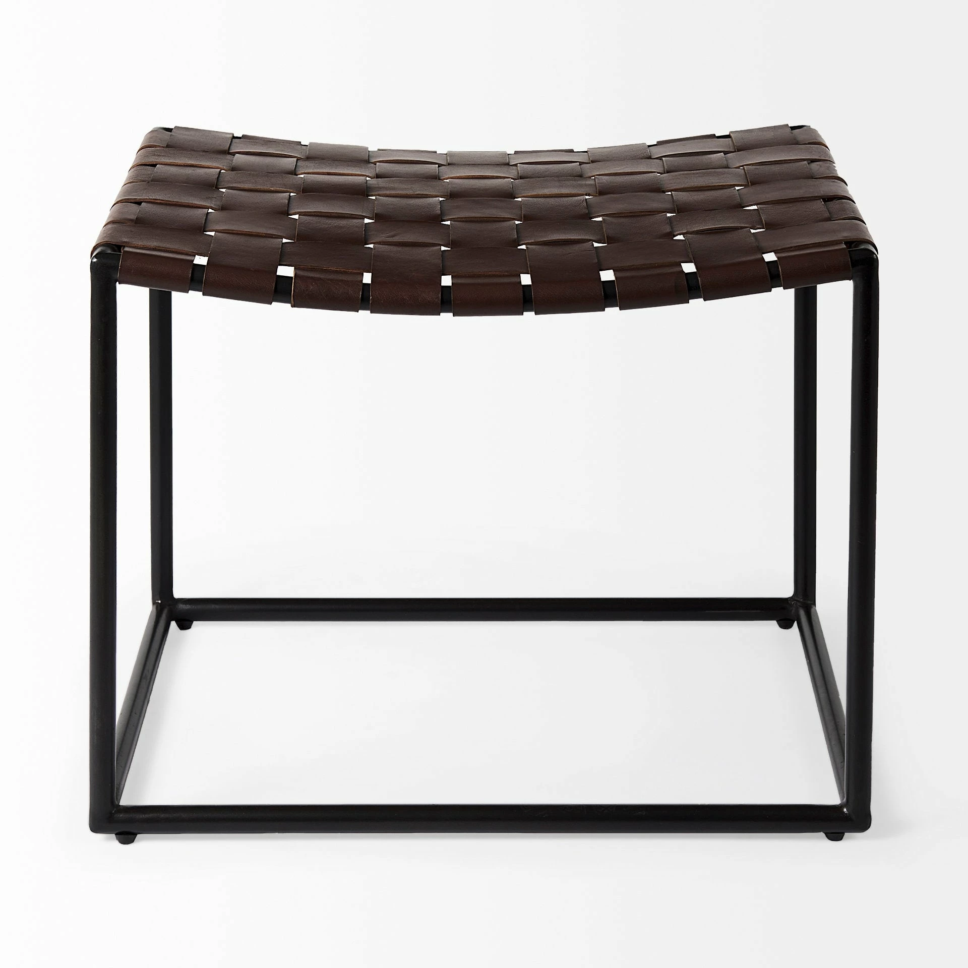 Best deal π Mercana Clarissa Black Woven Leather Seat W/ Black Iron Frame Stool Brown π - Image 11