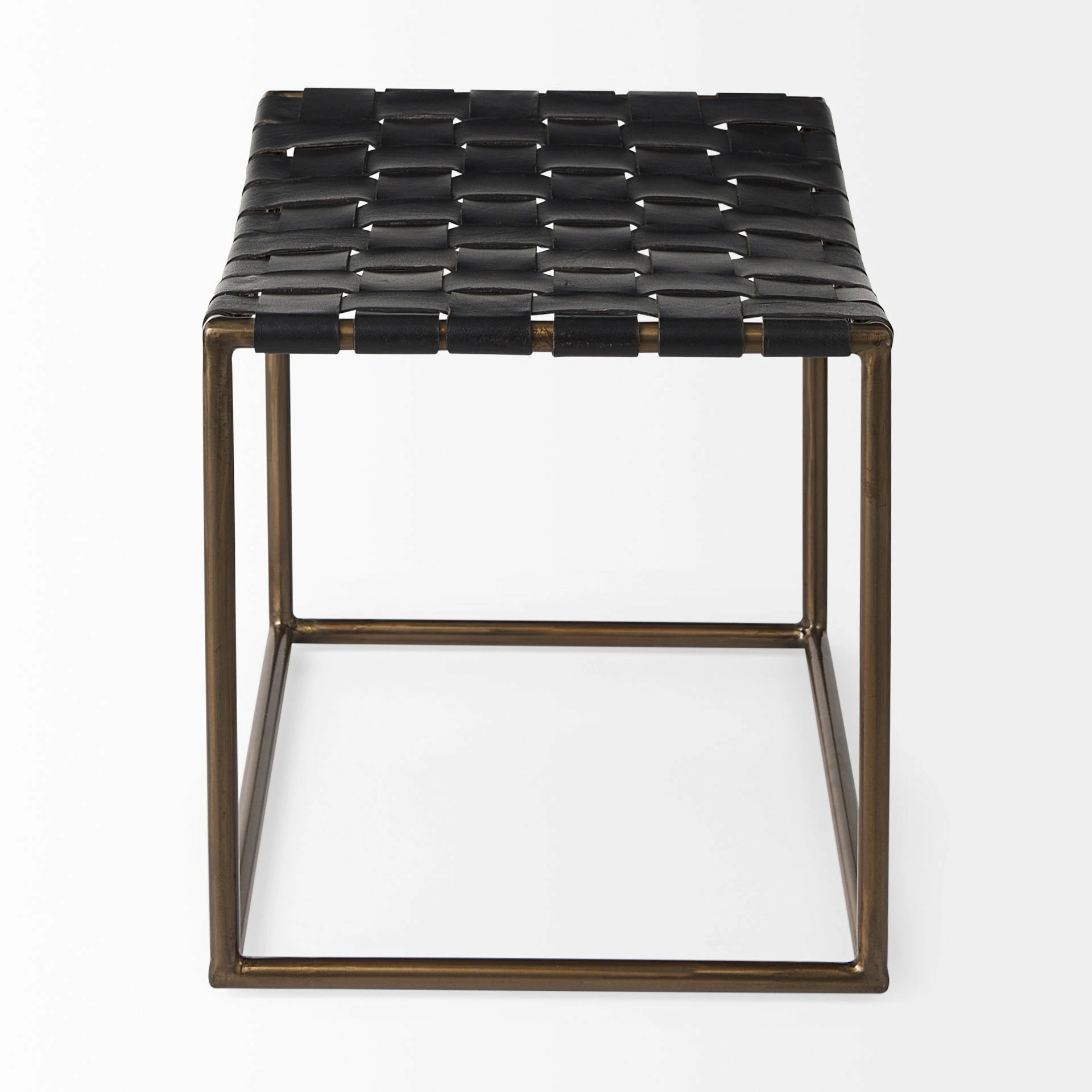 Best deal π Mercana Clarissa Black Woven Leather Seat W/ Black Iron Frame Stool Brown π - Image 3