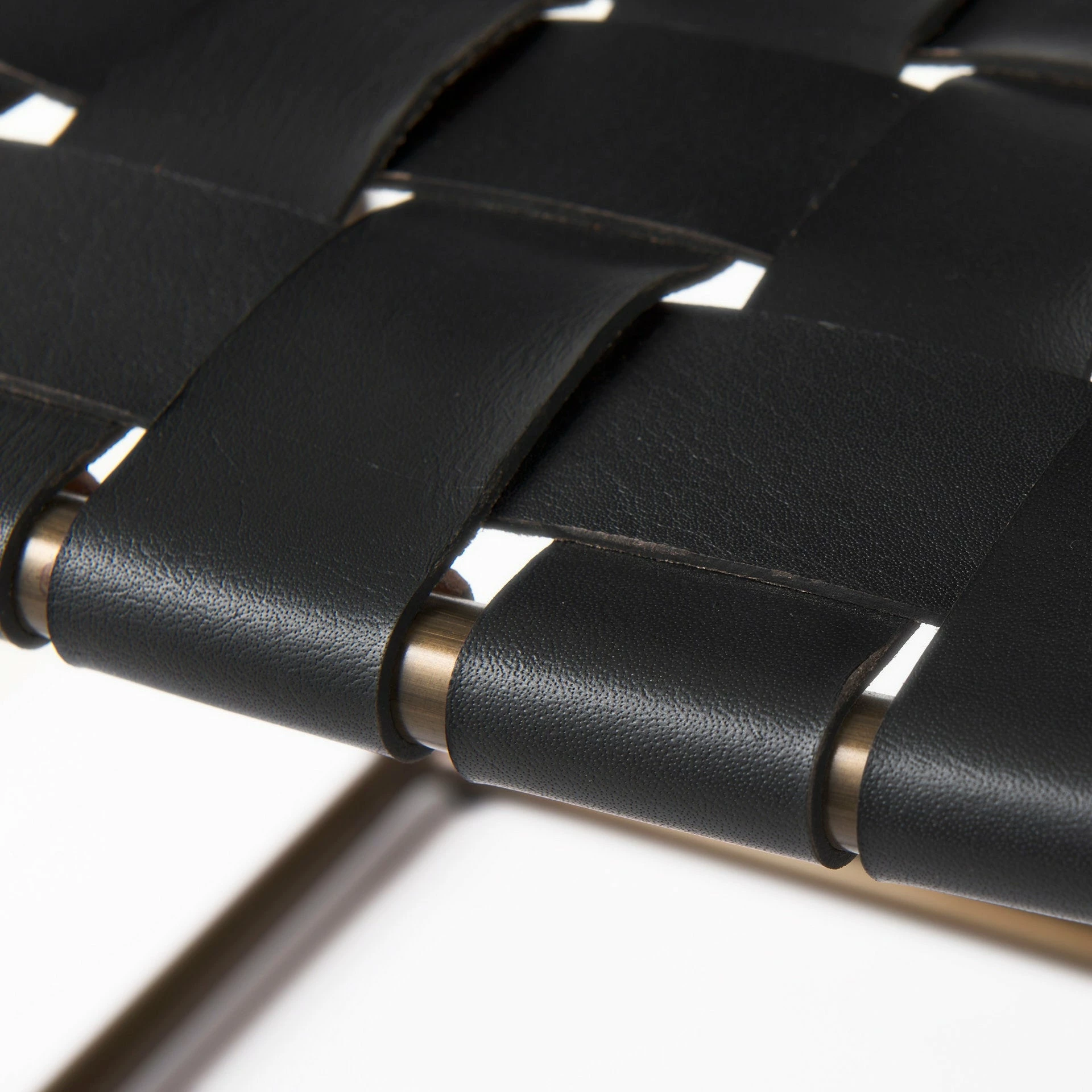 Best deal π Mercana Clarissa Black Woven Leather Seat W/ Black Iron Frame Stool Brown π - Image 6