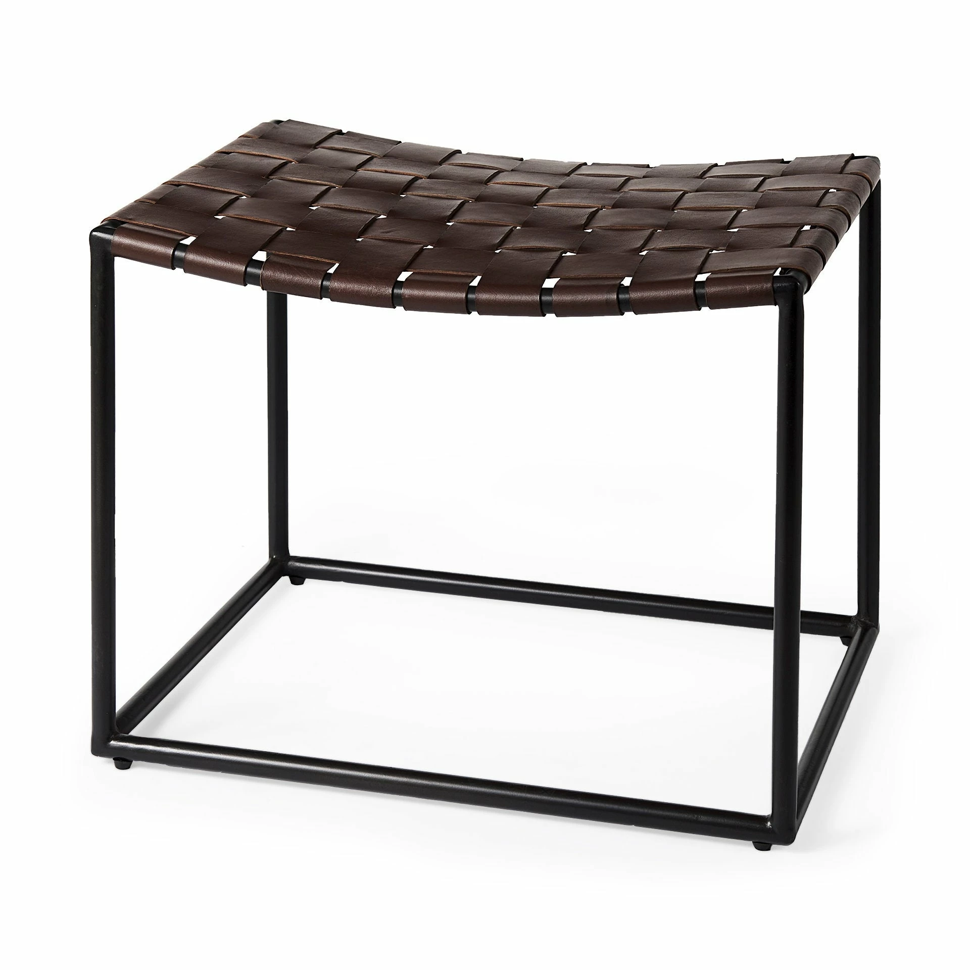 Best deal π Mercana Clarissa Black Woven Leather Seat W/ Black Iron Frame Stool Brown π - Image 10