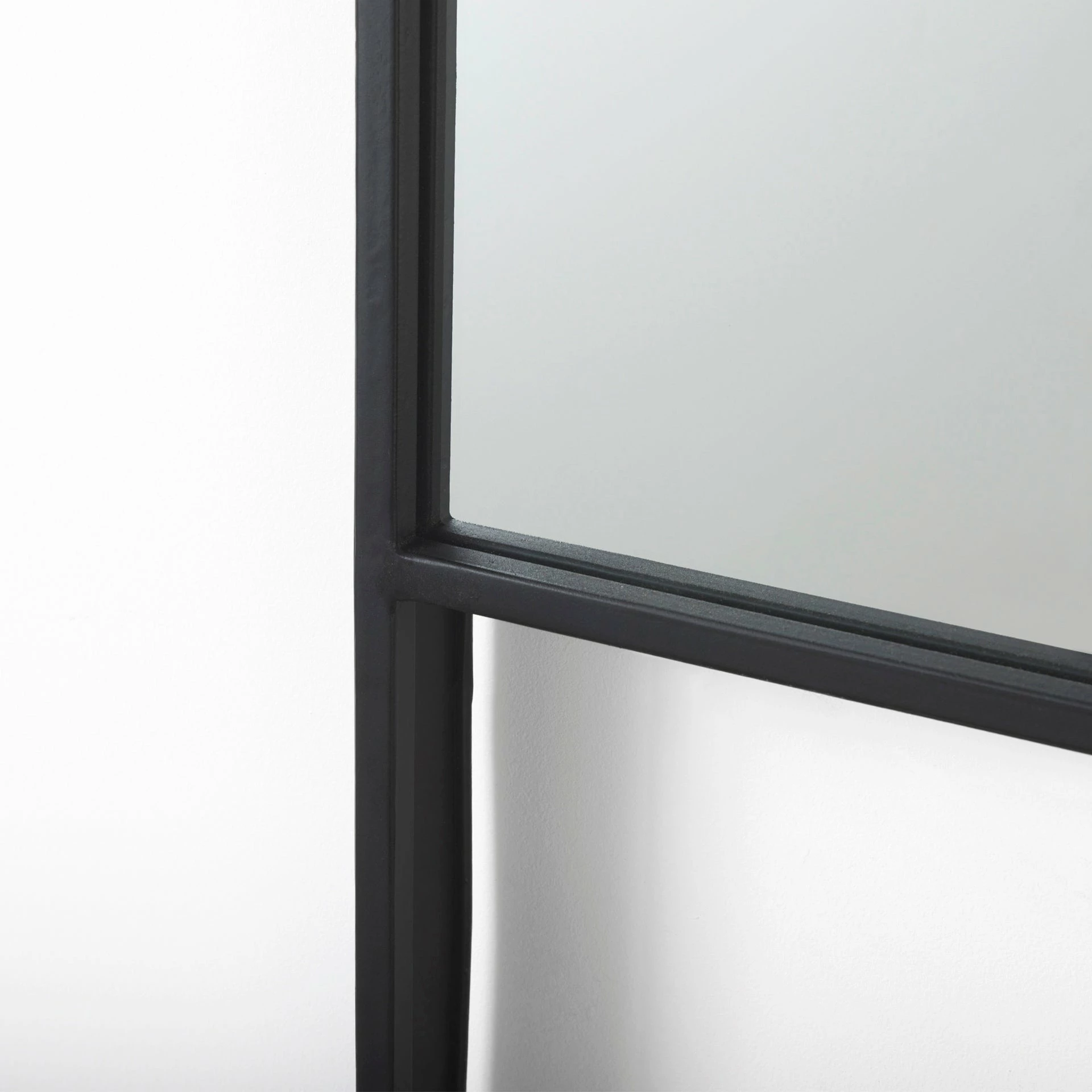 New ๐ Mercana Cora Black Metal Frame W/Brown Wooden Shelf Wall Mirror ๐ - Image 4