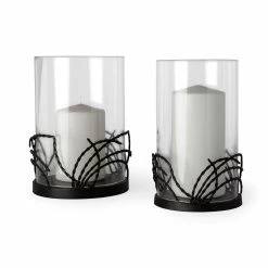 Buy 👏 Mercana Cutlass I Set Of Two Black Metal Base Table Candle Holders 🥰