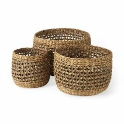 Outlet π― Mercana Dakota 15.0L X 15.0W X 11.8H (Set Of 3) Medium Brown Seagrass Round Basket β