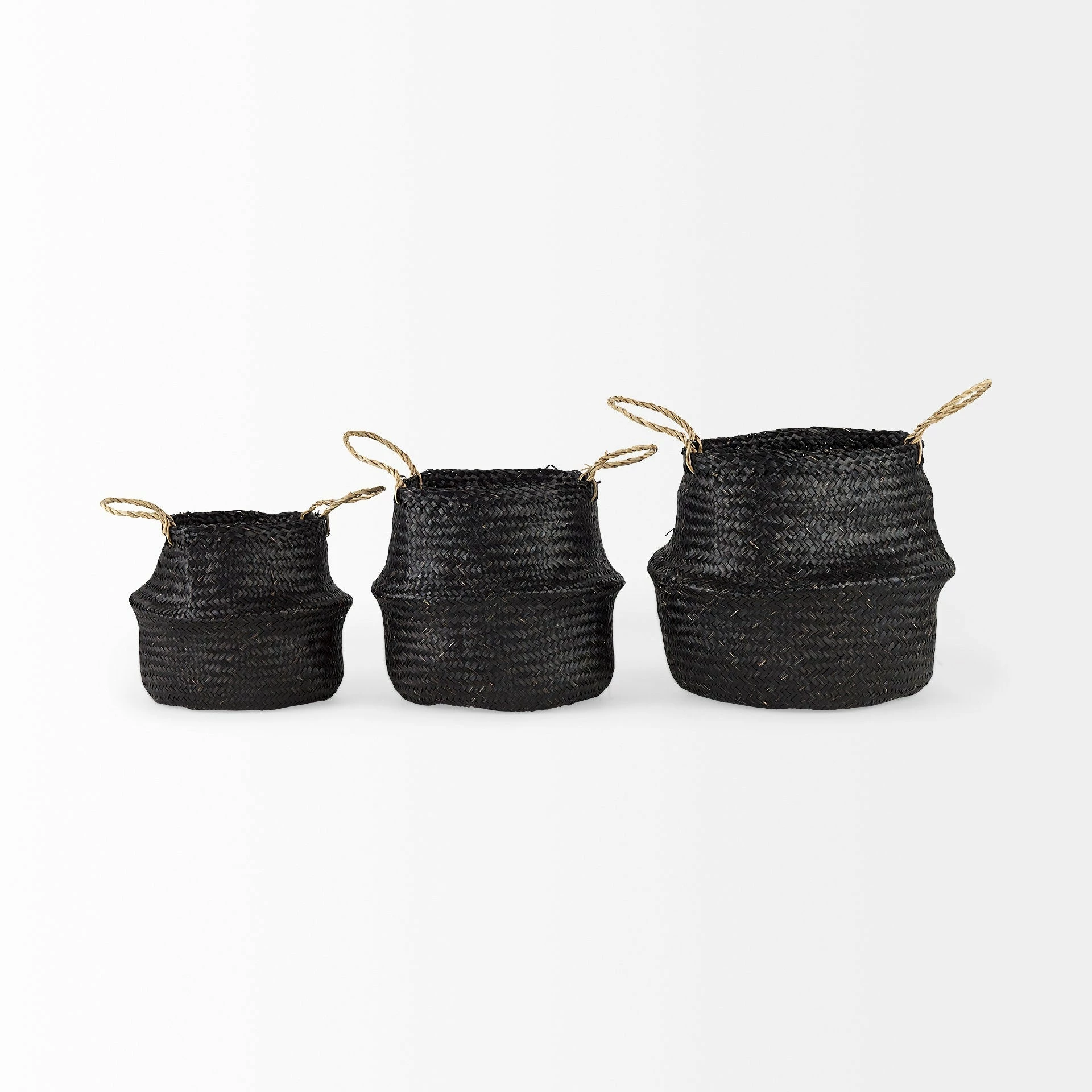 Best deal ✨ Mercana Ella 9.8L X 9.8W X 11.0H (Set Of 3) Black Seagrass Basket W/ Light Brown Handles 🤩 - Image 2