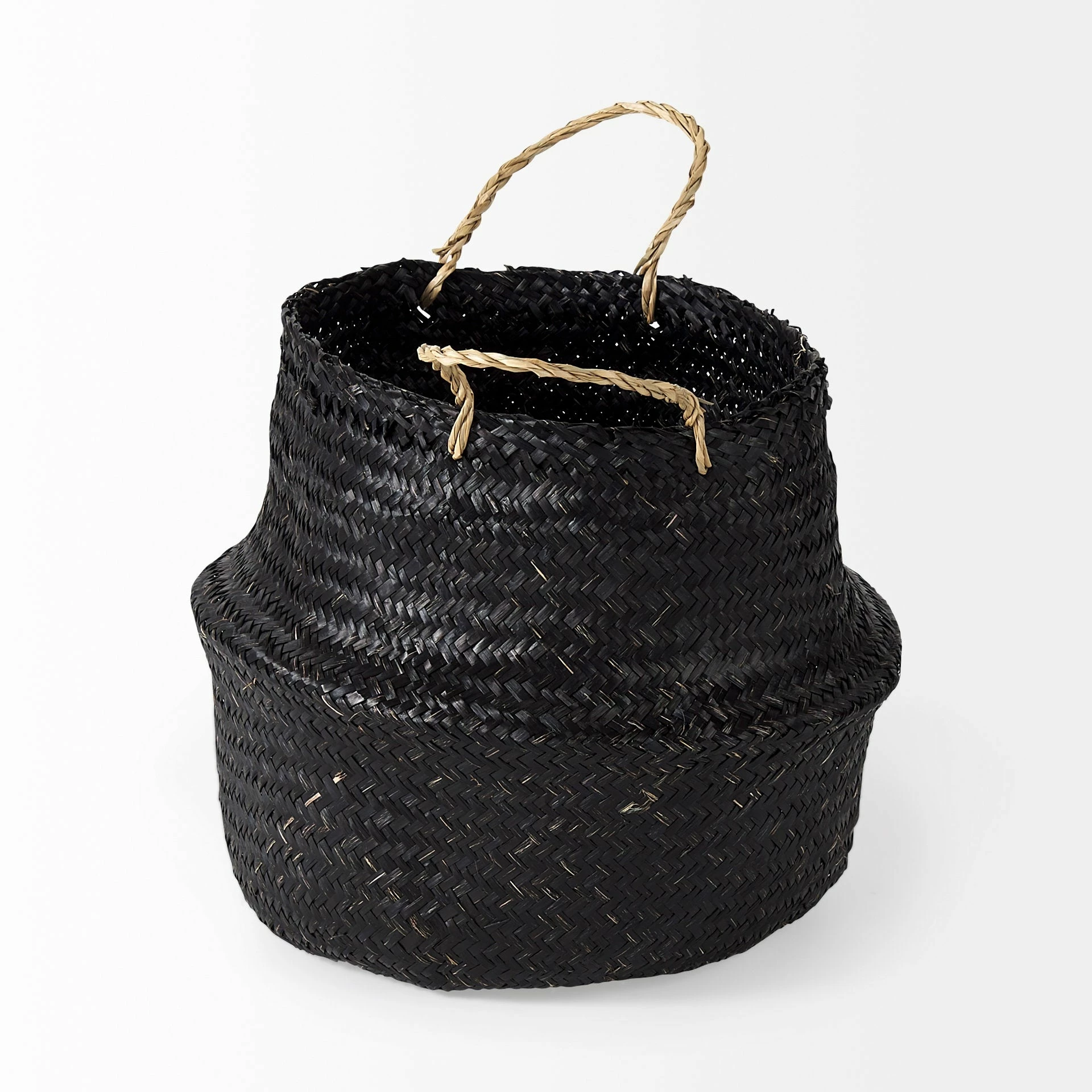 Best deal ✨ Mercana Ella 9.8L X 9.8W X 11.0H (Set Of 3) Black Seagrass Basket W/ Light Brown Handles 🤩 - Image 3
