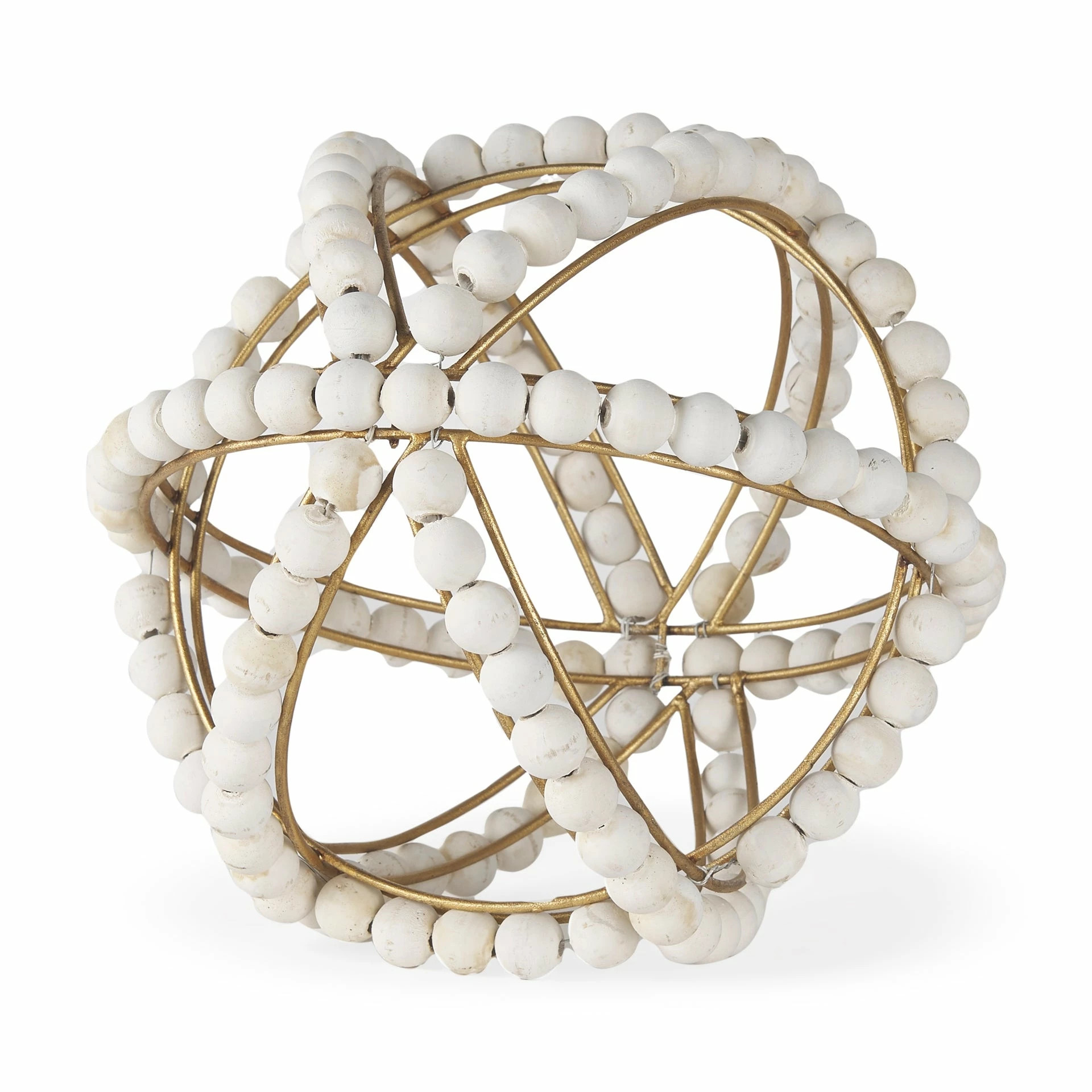 Brand new 😀 Mercana Espanlade I Small 9L X 9W White Wooden Beaded Orb 🥰 - Image 13