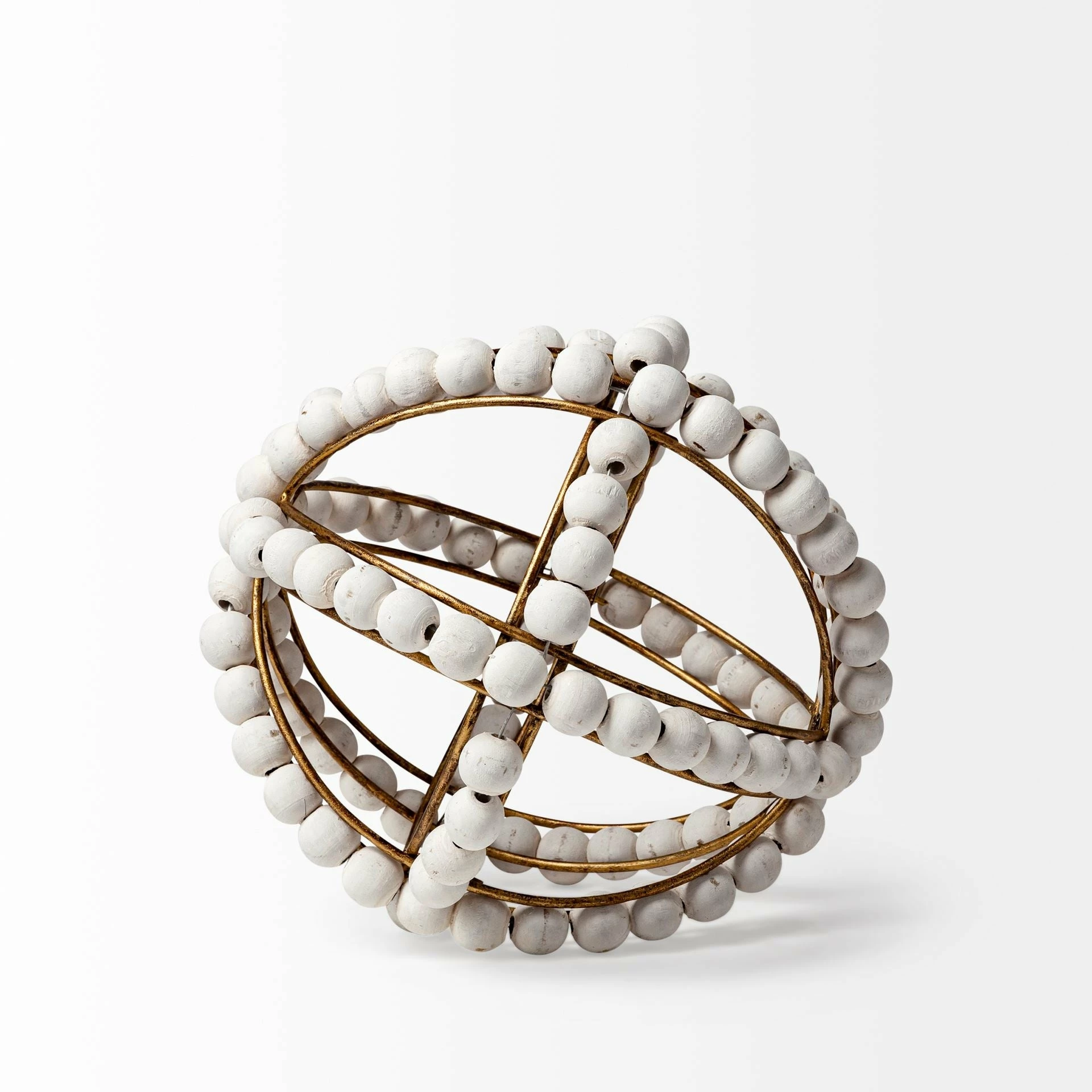 Brand new 😀 Mercana Espanlade I Small 9L X 9W White Wooden Beaded Orb 🥰 - Image 3