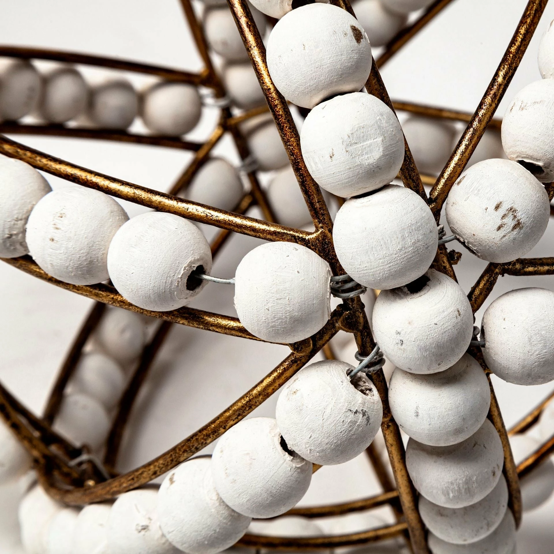 Brand new 😀 Mercana Espanlade I Small 9L X 9W White Wooden Beaded Orb 🥰 - Image 5