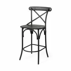 Best deal 🥰 Mercana Etienne III Black Solid Wood W/ Black Iron Frame Counter Stool - 20"W X 22.8"D X 40"H 🛒