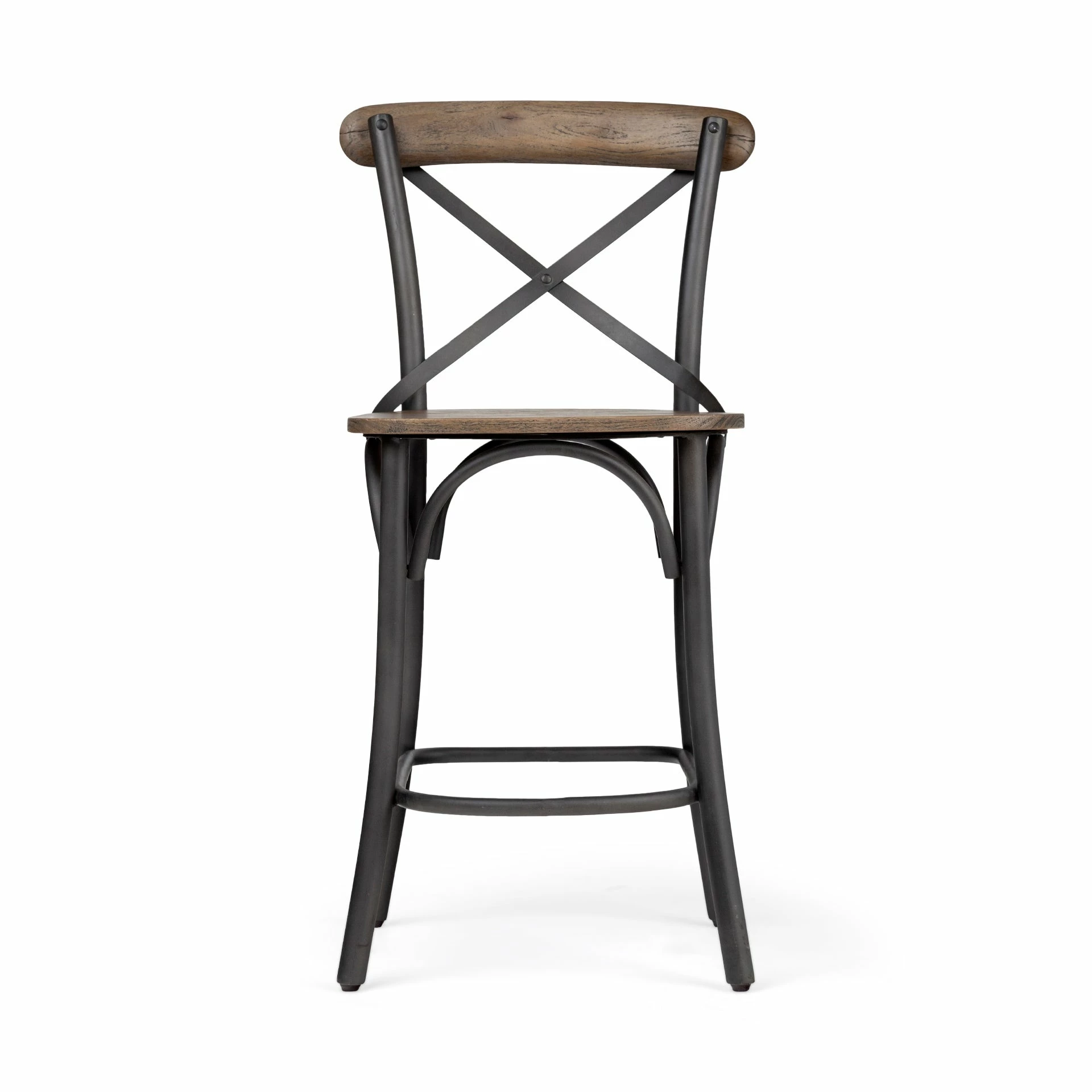 Flash Sale π Mercana Etienne Medium Brown Solid Wood W/ Dark Gray Iron Frame Counter Stool - 20"W X 22.8"D X 40"H βοΈ - Image 2