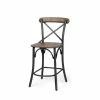 Flash Sale 😉 Mercana Etienne Medium Brown Solid Wood W/ Dark Gray Iron Frame Counter Stool - 20"W X 22.8"D X 40"H ✔️