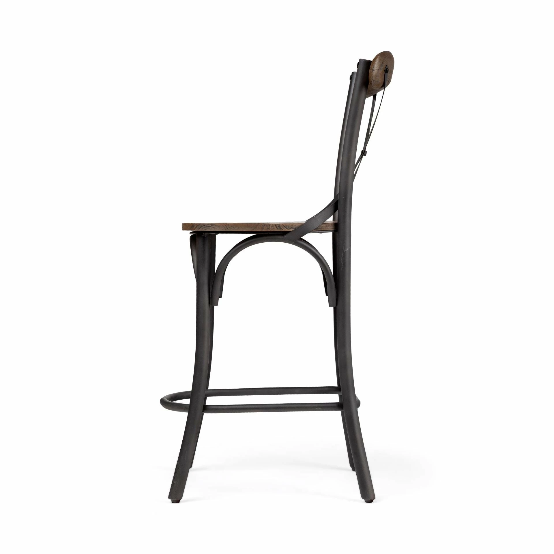 Flash Sale π Mercana Etienne Medium Brown Solid Wood W/ Dark Gray Iron Frame Counter Stool - 20"W X 22.8"D X 40"H βοΈ - Image 3