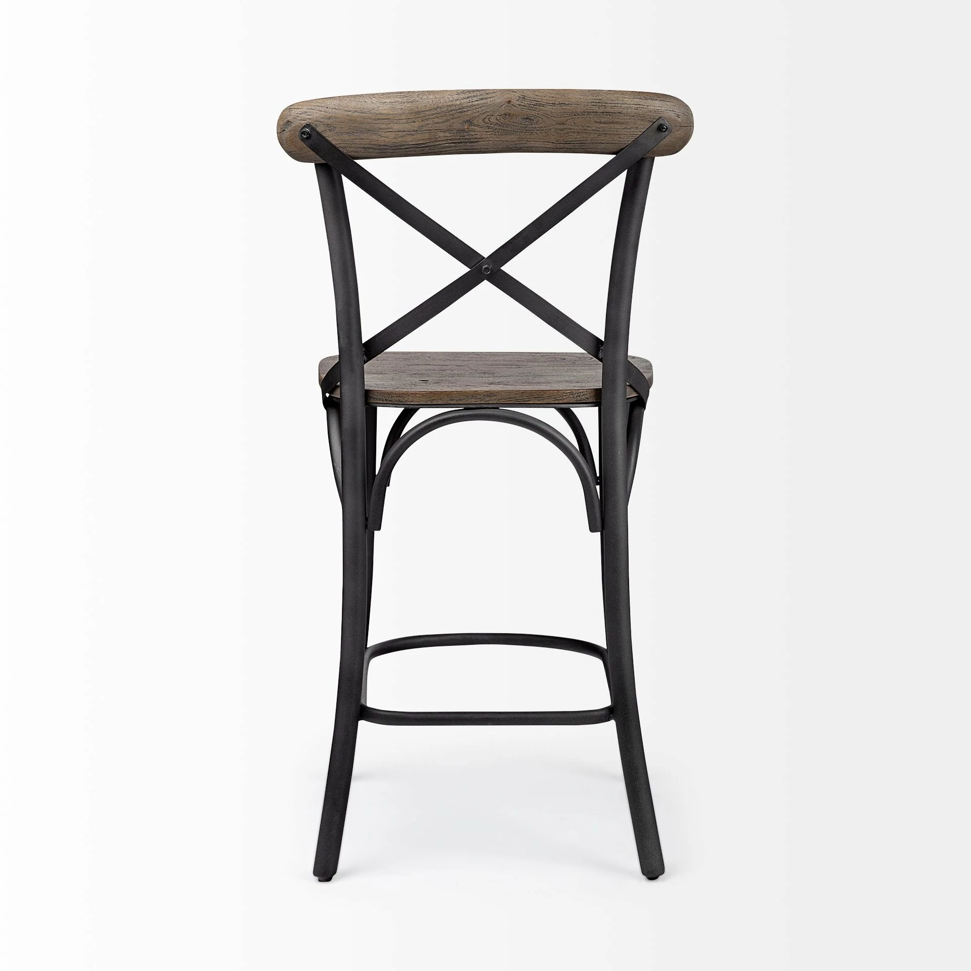 Flash Sale π Mercana Etienne Medium Brown Solid Wood W/ Dark Gray Iron Frame Counter Stool - 20"W X 22.8"D X 40"H βοΈ - Image 4