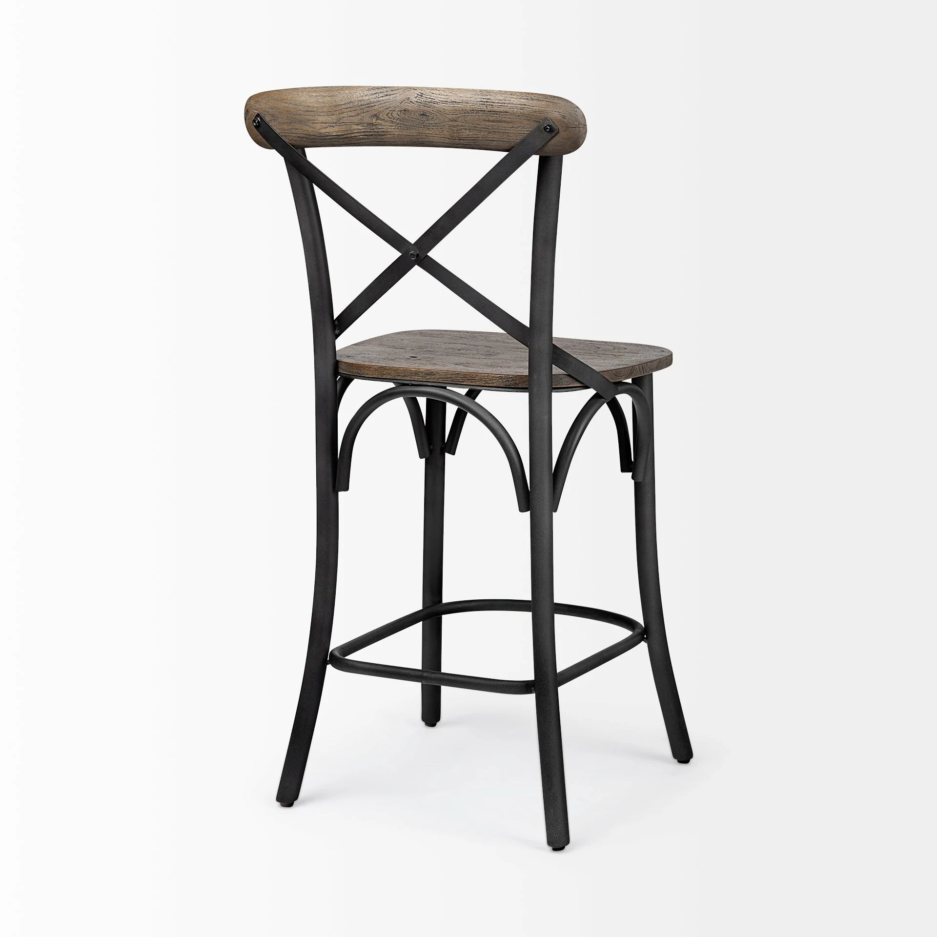 Flash Sale π Mercana Etienne Medium Brown Solid Wood W/ Dark Gray Iron Frame Counter Stool - 20"W X 22.8"D X 40"H βοΈ - Image 5