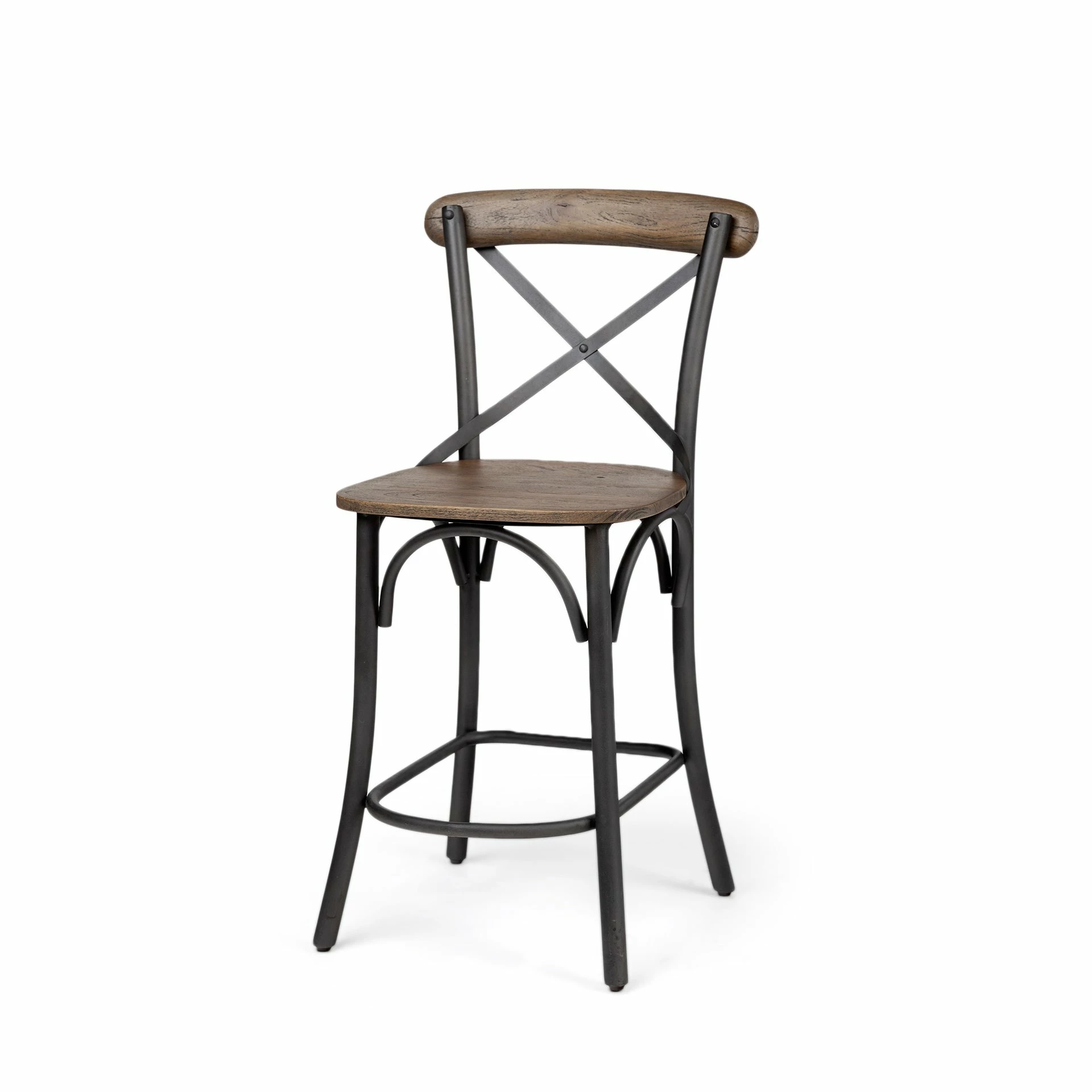 Flash Sale π Mercana Etienne Medium Brown Solid Wood W/ Dark Gray Iron Frame Counter Stool - 20"W X 22.8"D X 40"H βοΈ