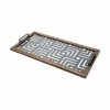 Outlet ❤️ Mercana Fantuz Gray Metal, Wood And Glass Serving Tray - 32"L X 16"W X 2.5"H 🔔