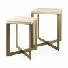 Best reviews of ❤️ Mercana Faye (Set Of 2) 19L X 19W X 26H Light Brown Wood W/ Gold X-Shaped Metal Base Accent Tables 🌟