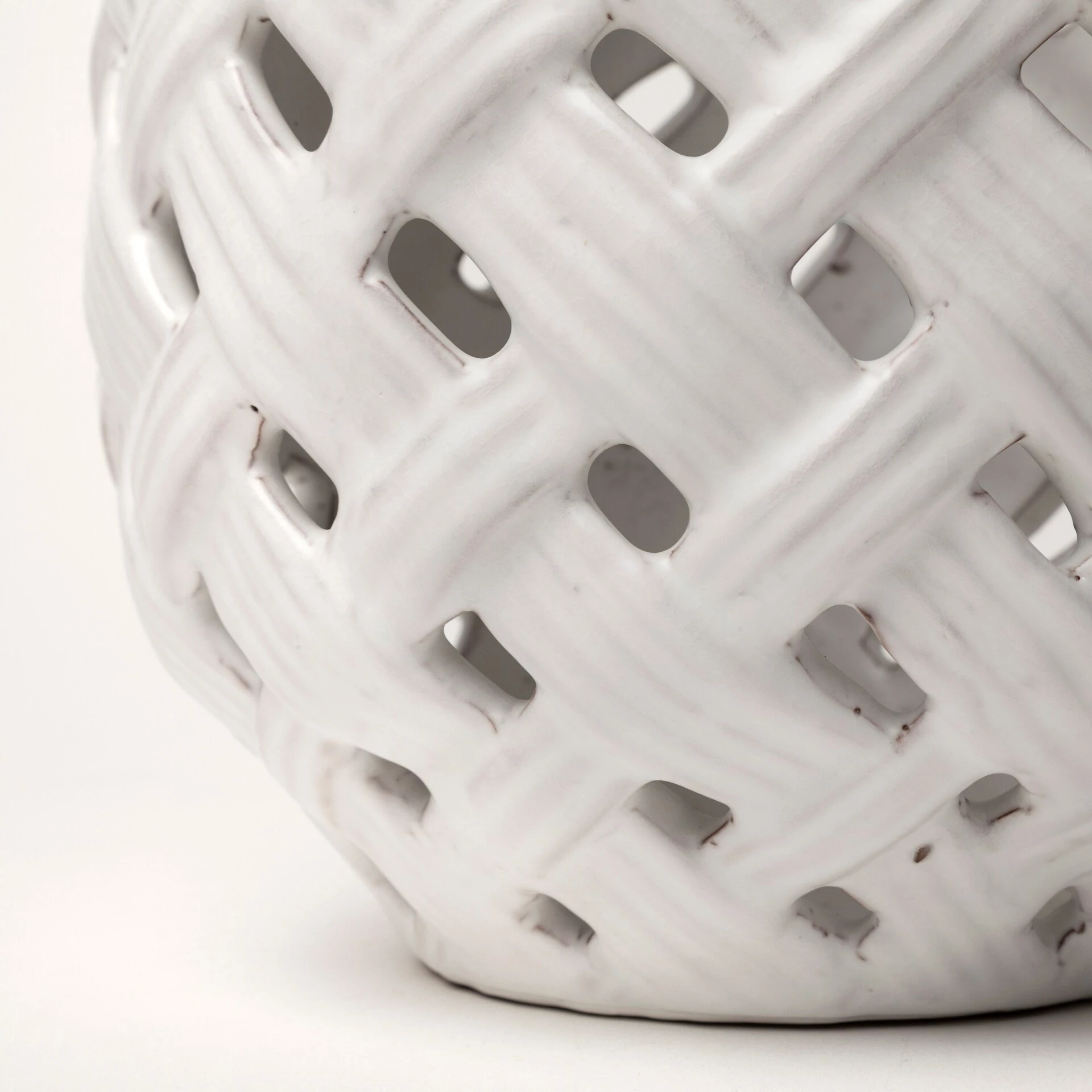 New ๐ Mercana Forillon I Short White Glazed Lattice Pattern Vase - 8"W X 8"D X 8"H โจ - Image 5