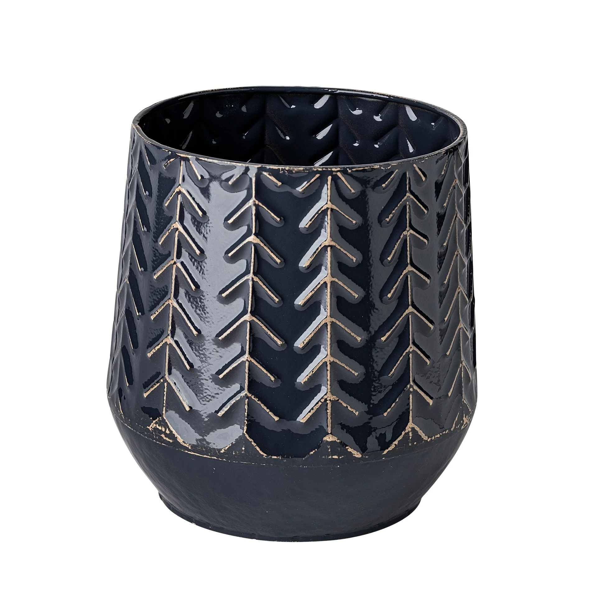 Brand new π Mercana Gemma I Metal Glossy Dark Blue Chevron Vase White π₯°