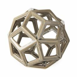 New 💯 Mercana Geom 7.1L X 7.1W X 7.1H Tan Ceramic Geometric Object 👍