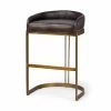New 🌟 Mercana Hollyfield 20.5L X 19.75W X 32.75H Black Leather Seat Gold Metal Base Stool - 20.5L X 19.8W X 32.8H 👏