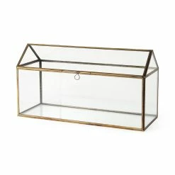 Discount 🤩 Mercana Hutt 16L X 6W X 9H Gold Glass Terrarium Box - 16.1L X 5.9W X 9.1H 😍