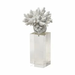 Discount ✨ Mercana Isla (Large) 5L X 5W White Replica Resin Coral On Clear White Glass ✔️