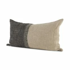 Deals 😀 Mercana Isolde 14L X 26W Beige And Dark Gray Fabric Color Blocked Decorative Pillow Cover 👍